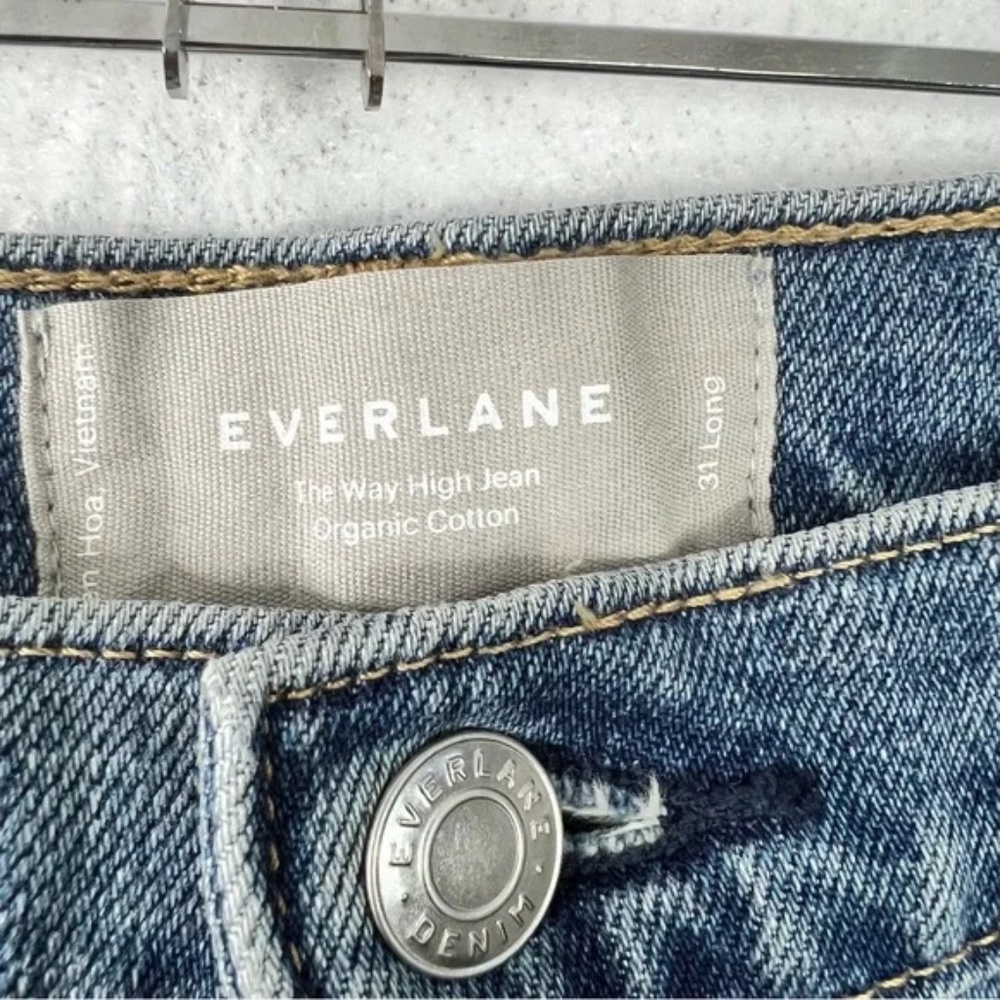Everlane NWOT The Way High Jean Organic Cotton Medium Wash Raw Hem - Picture 3 of 4